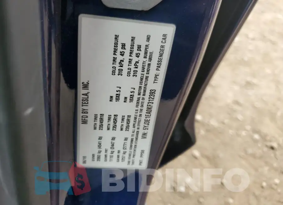 5YJ3E1EA0KF312393 Photo# 12
