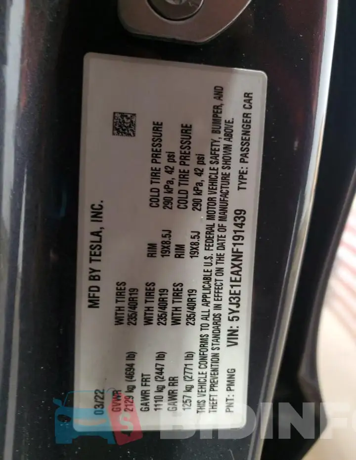 5YJ3E1EAXNF191439 Photo# 13