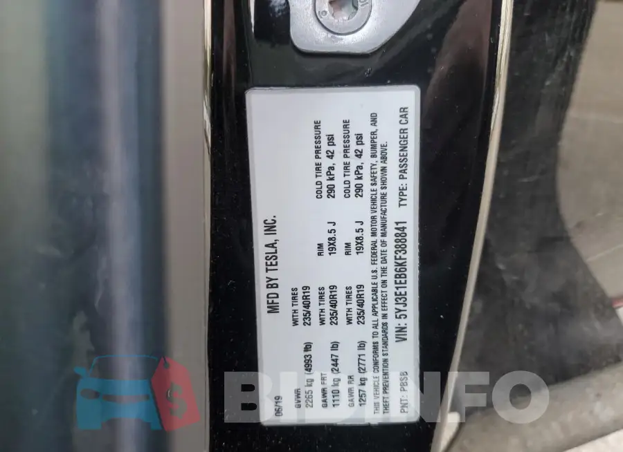 5YJ3E1EB6KF388841 Photo# 13