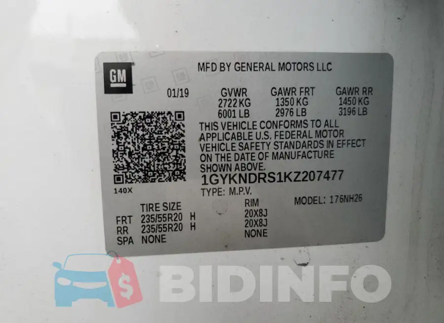 1GYKNDRS1KZ207477 Photo# 13