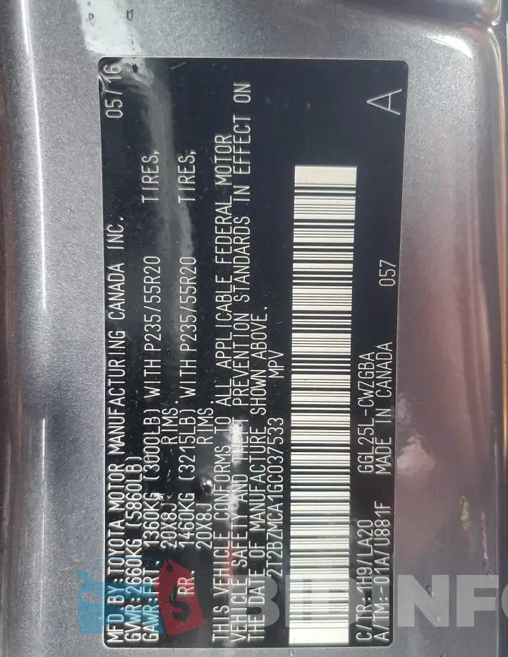2T2BZMCA1GC037533 Photo# 13