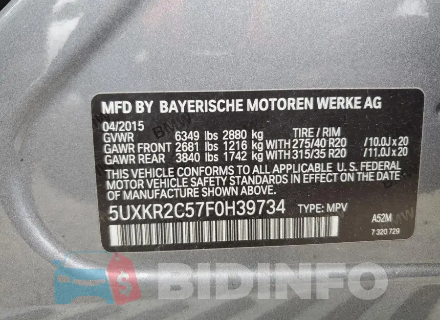 5UXKR2C57F0H39734 Photo# 13
