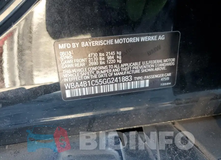 WBA4B1C55GG241883 Photo# 12