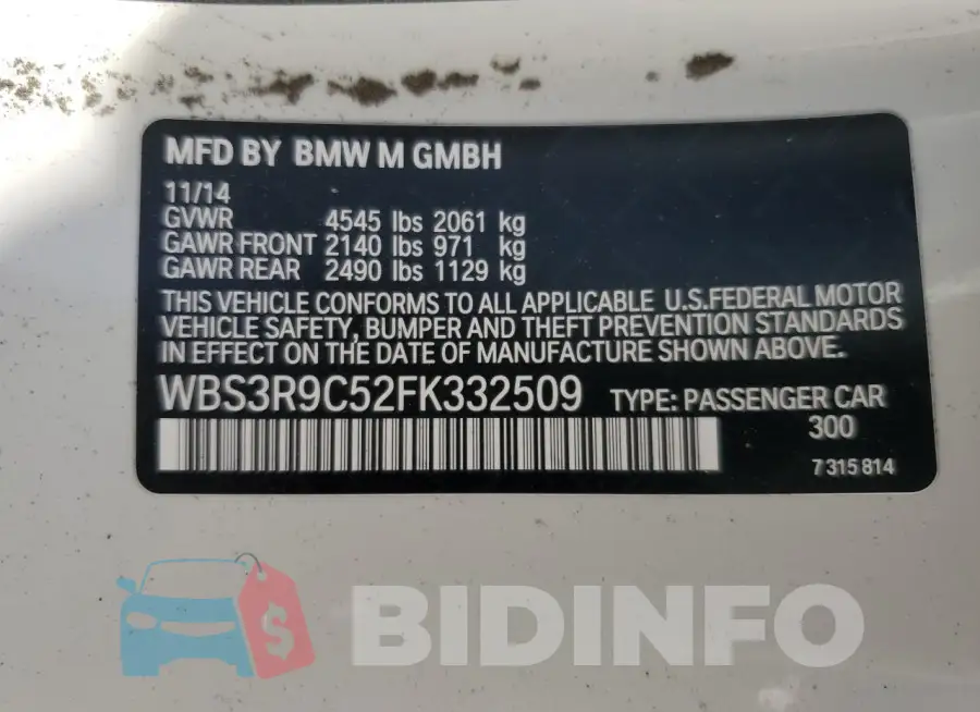 WBS3R9C52FK332509 Photo# 12