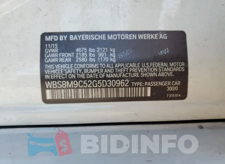 WBS8M9C52G5D30962 Photo# 12