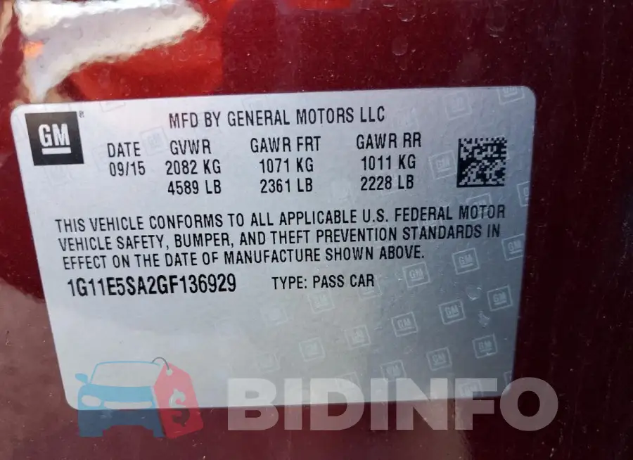 1G11E5SA2GF136929 Photo# 12