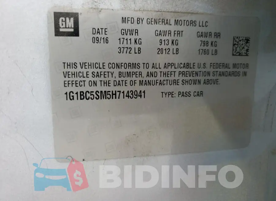 1G1BC5SM5H7143941 Photo# 12