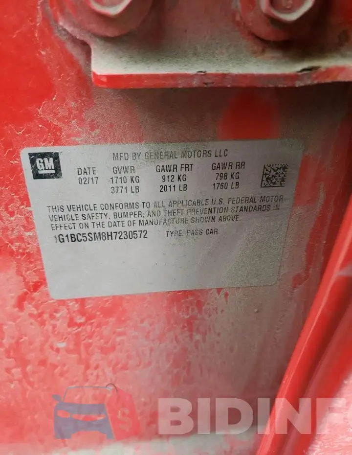 1G1BC5SM8H7230572 Photo# 12