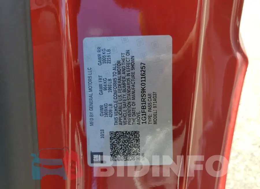 1G1FB1RS9K0116257 Photo# 12