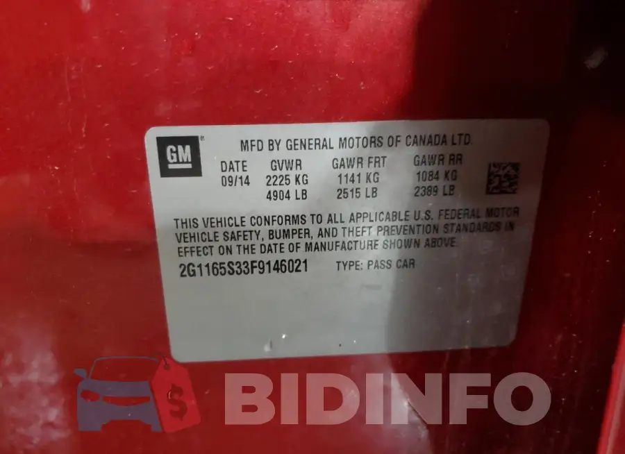 2G1165S33F9146021 Photo# 12