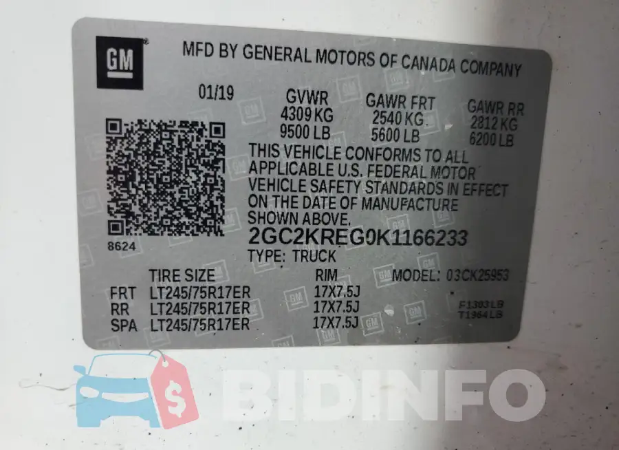 2GC2KREG0K1166233 Photo# 12