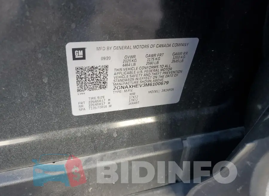 2GNAXHEV3M6100679 Photo# 13