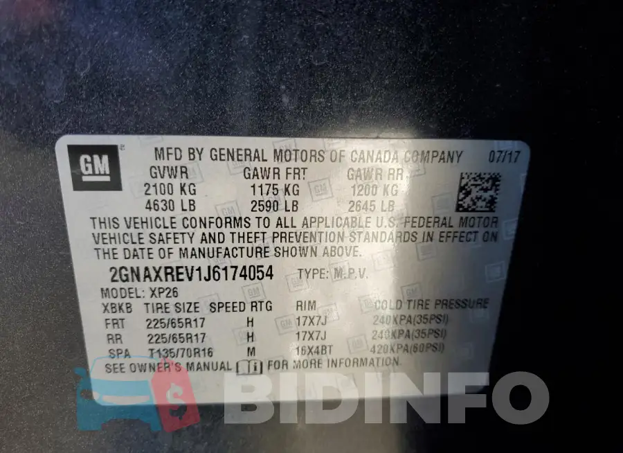 2GNAXREV1J6174054 Photo# 14