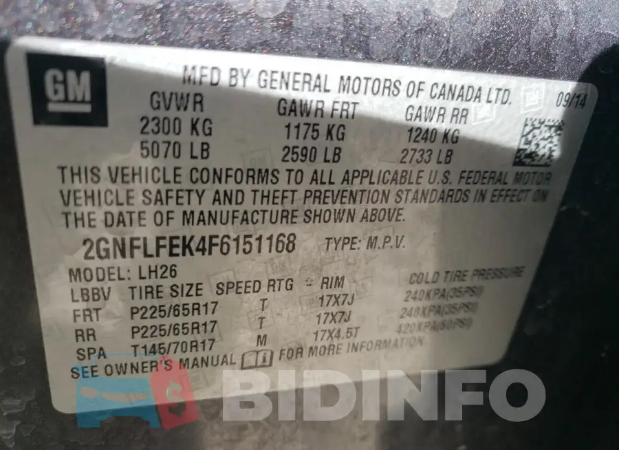 2GNFLFEK4F6151168 Photo# 13