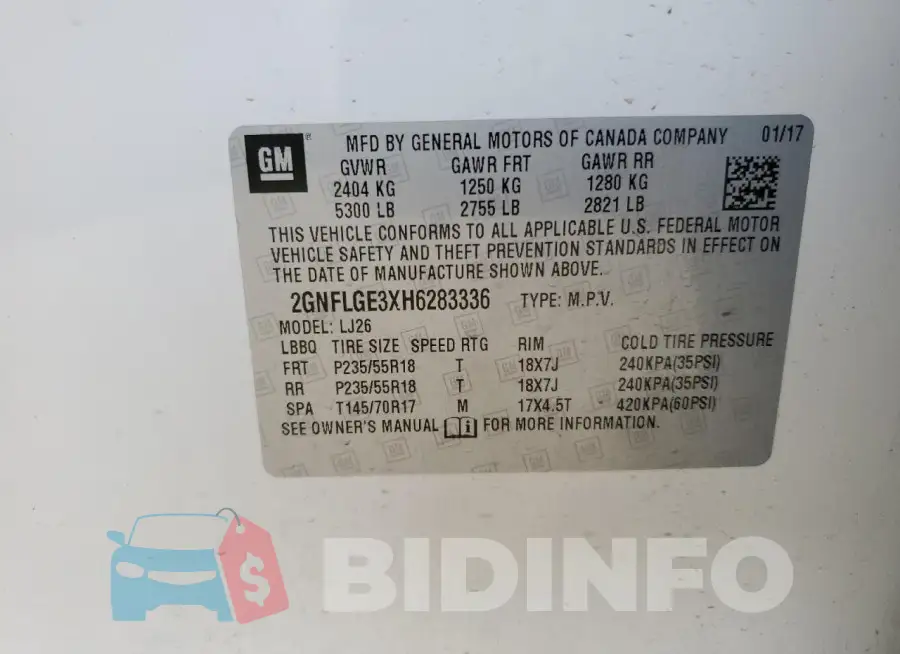 2GNFLGE3XH6283336 Photo# 12