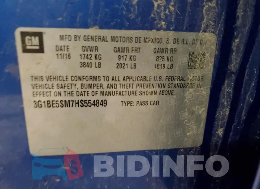 3G1BE5SM7HS554849 Photo# 12