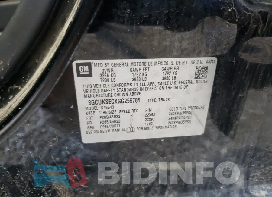 3GCUKSECXGG255786 Photo# 12