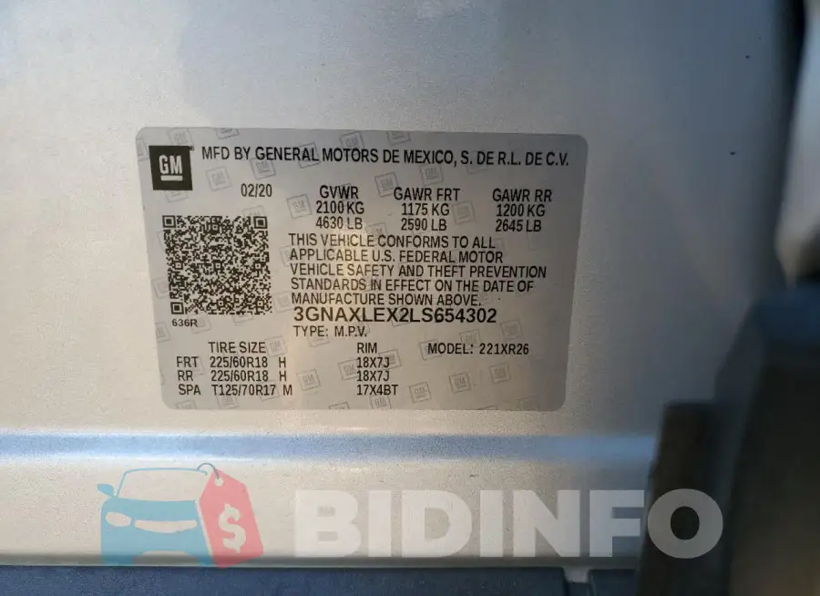 3GNAXLEX2LS654302 Photo# 12