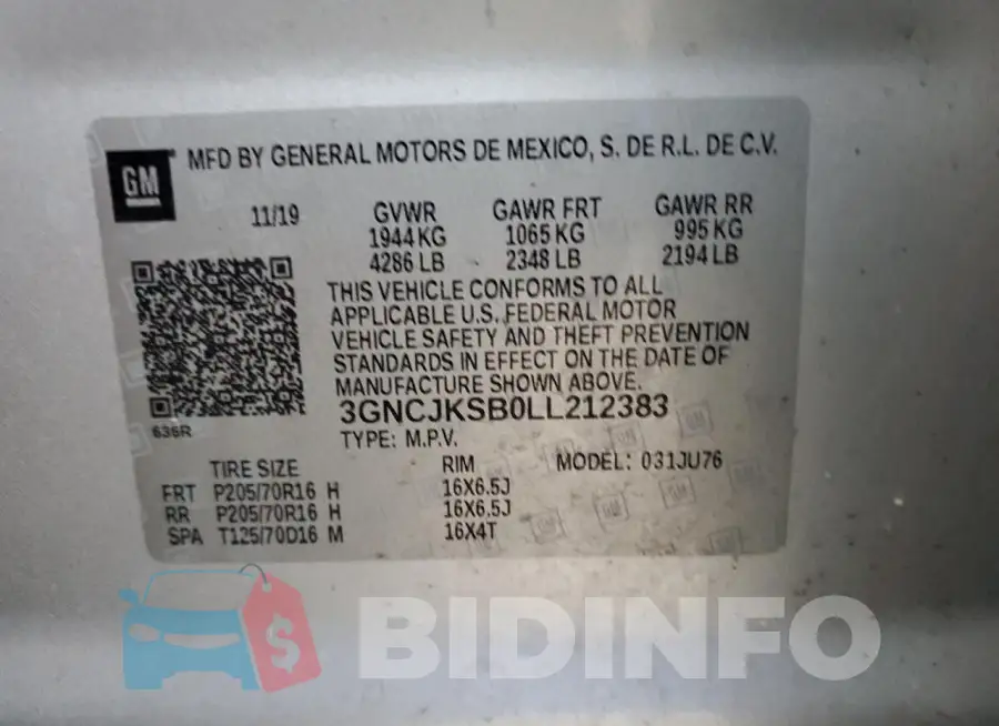 3GNCJKSB0LL212383 Photo# 13