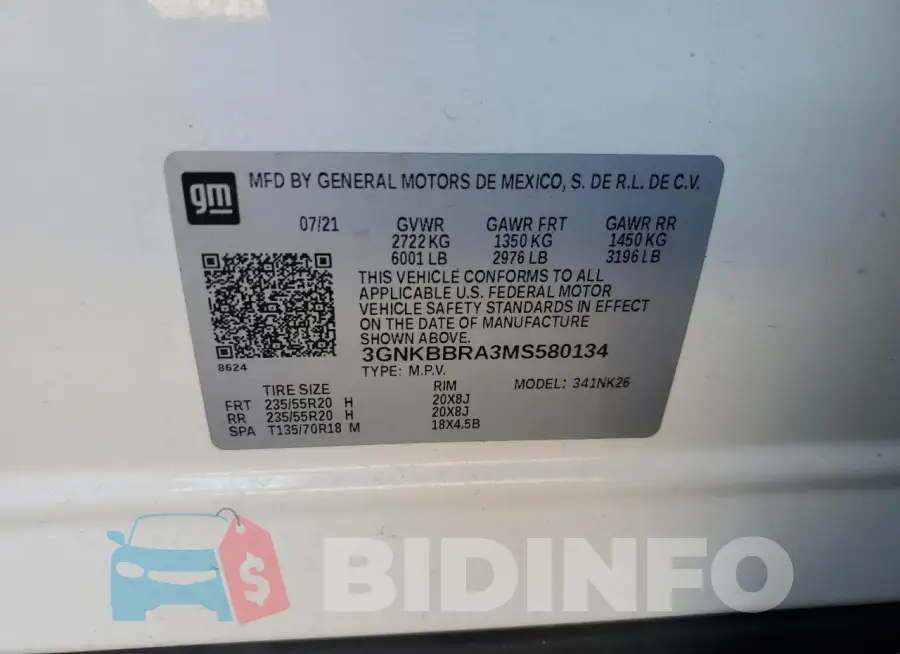 3GNKBBRA3MS580134 Photo# 14