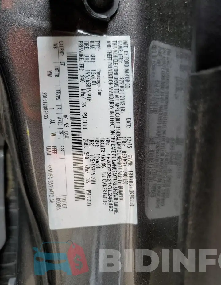 1FADP3E21GL245493 Photo# 12