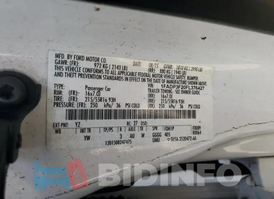 1FADP3F20FL376427 Photo# 12