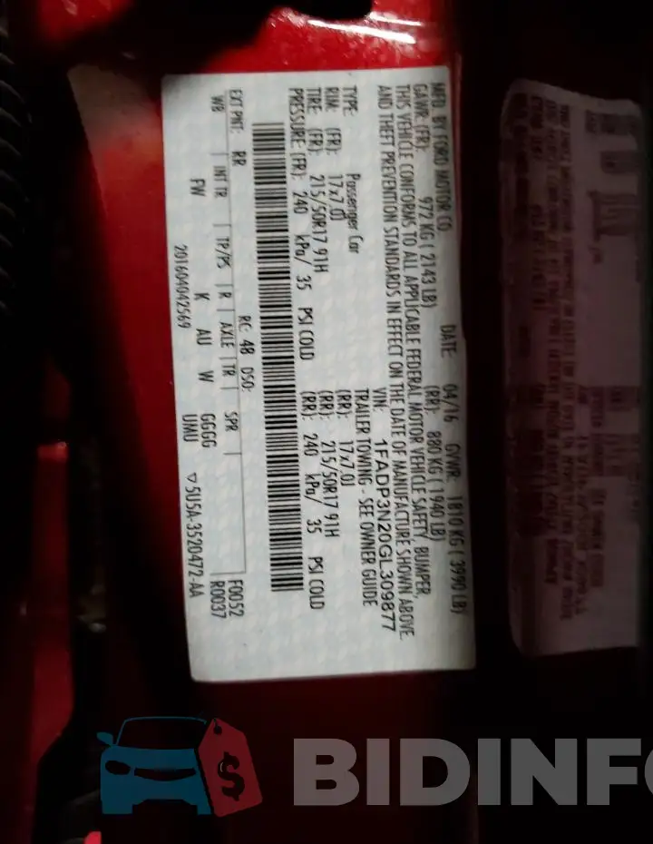 1FADP3N20GL309877 Photo# 13