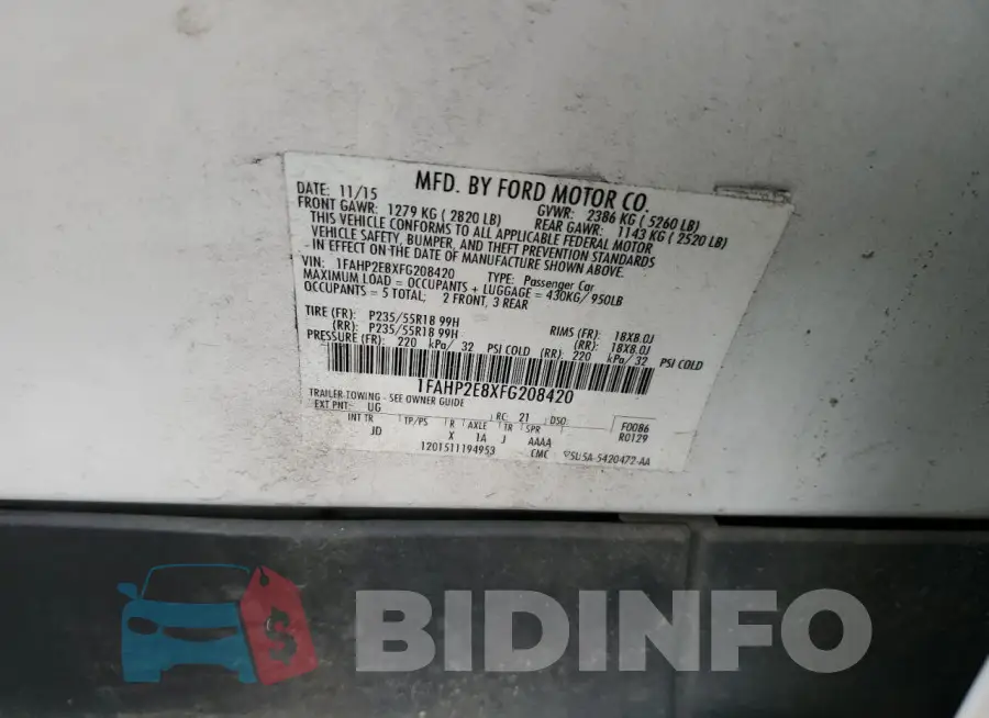 1FAHP2E8XFG208420 Photo# 12