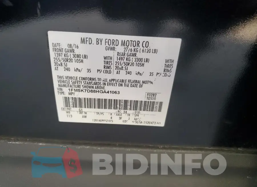 1FM5K7D88HGA41063 Photo# 13