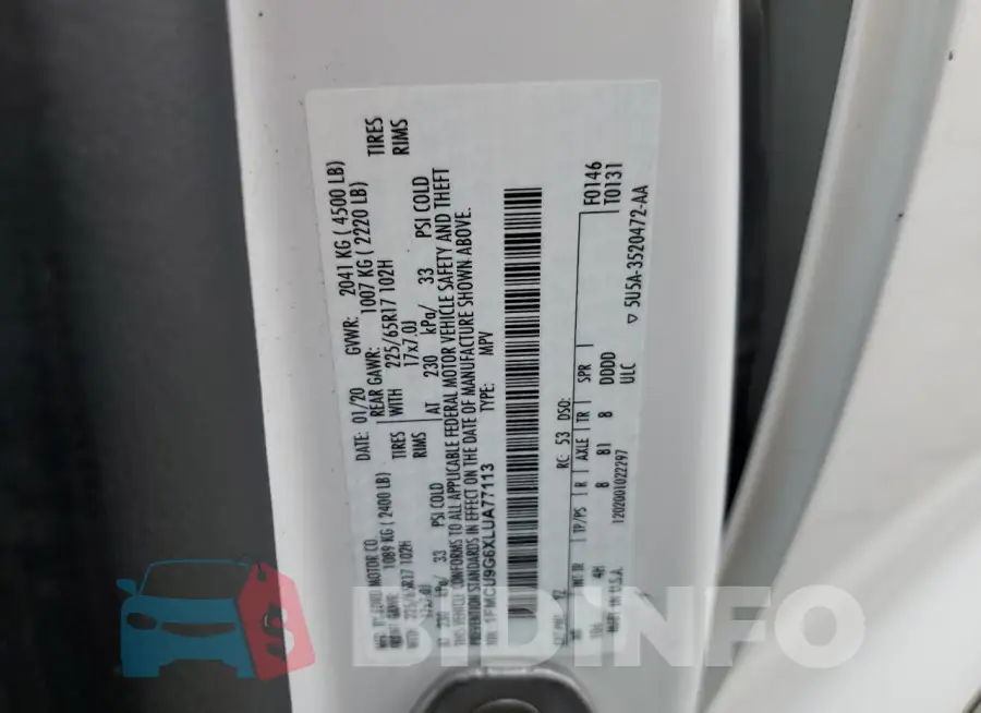 1FMCU9G6XLUA77113 Photo# 14