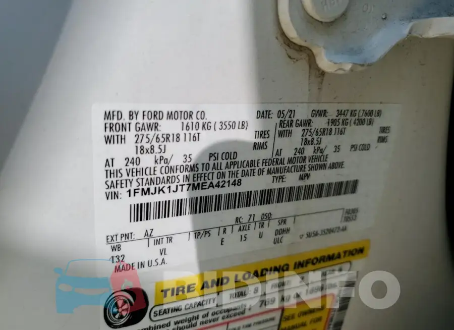 1FMJK1JT7MEA42148 Photo# 13
