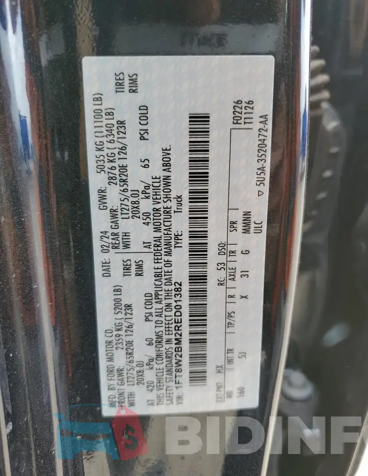 1FT8W2BM2RED01382 Photo# 13