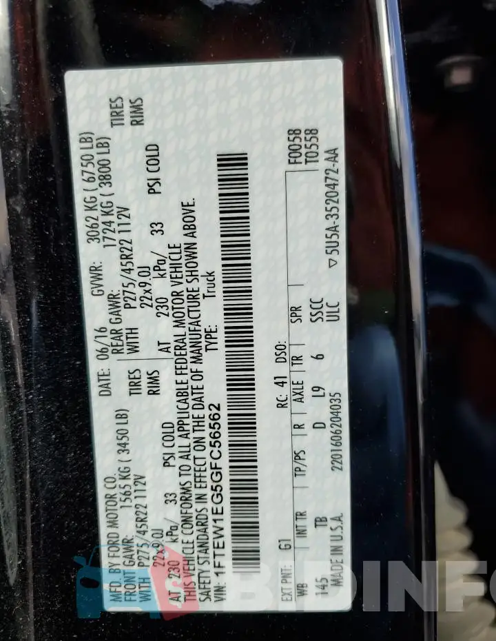 1FTEW1EG5GFC56562 Photo# 12