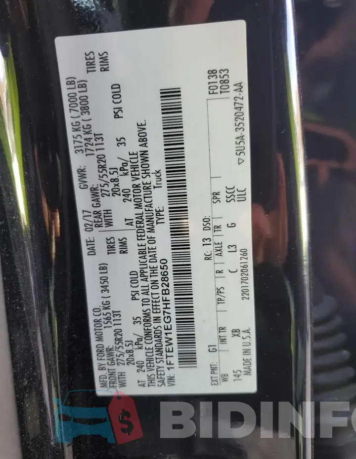 1FTEW1EG7HFB28650 Photo# 12