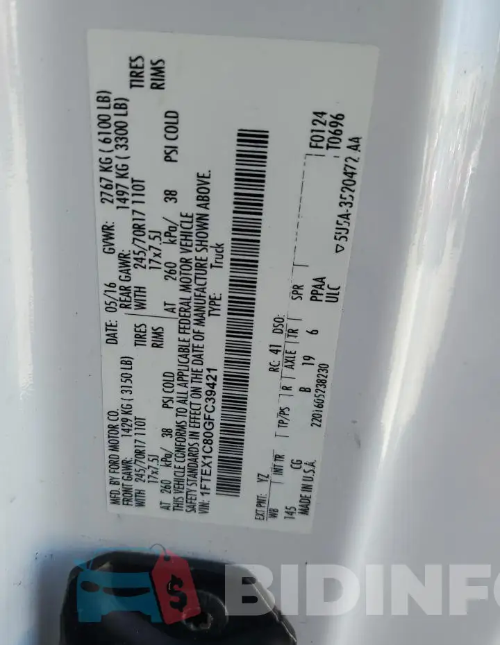 1FTEX1C80GFC39421 Photo# 12