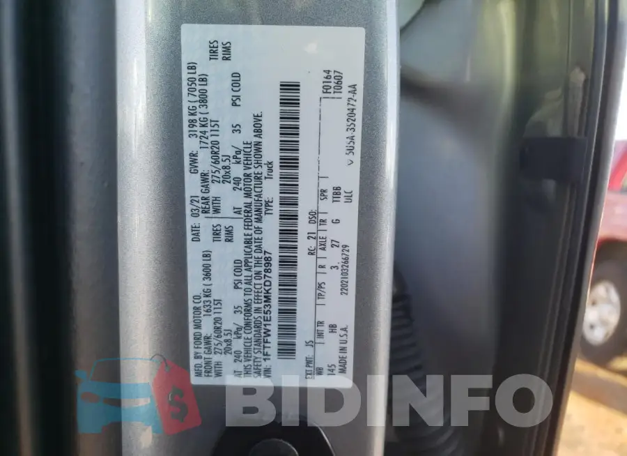1FTFW1E53MKD78987 Photo# 12