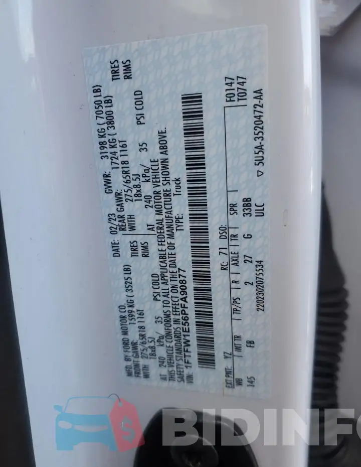 1FTFW1E56PFA90877 Photo# 13