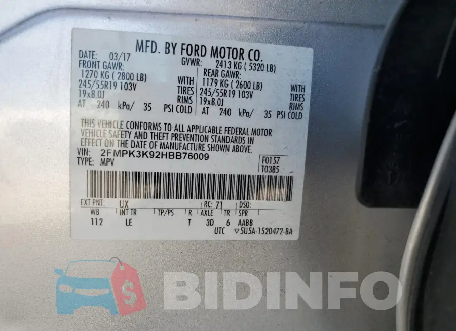 2FMPK3K92HBB76009 Photo# 13