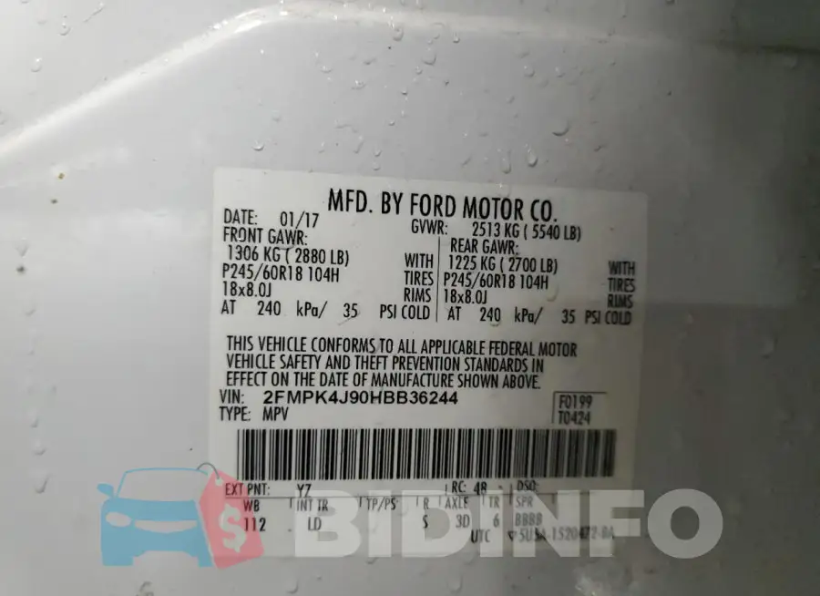2FMPK4J90HBB36244 Photo# 13