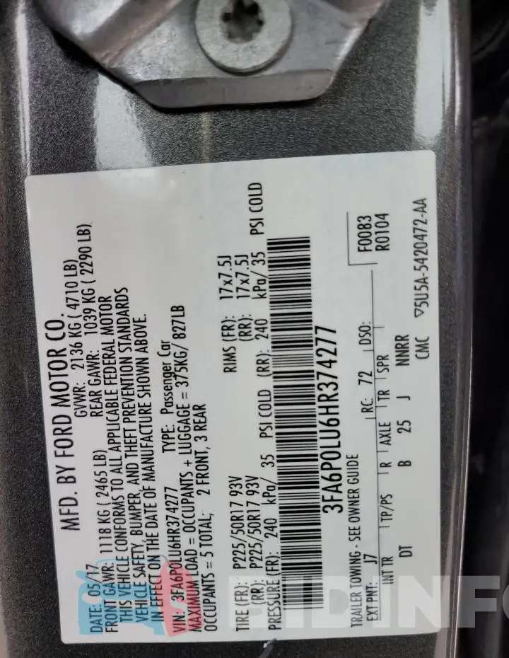 3FA6P0LU6HR374277 Photo# 12