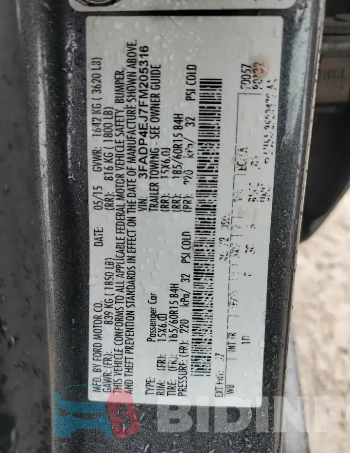 3FADP4EJ7FM205316 Photo# 13