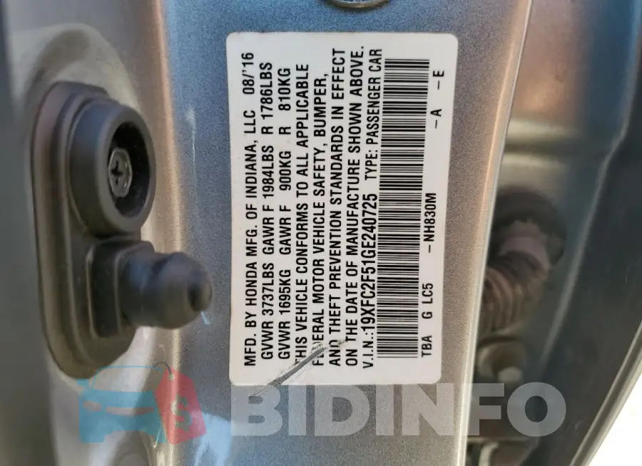 19XFC2F51GE240725 Photo# 13