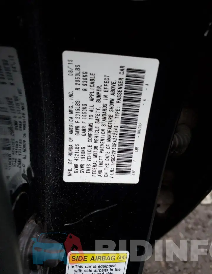 1HGCR2F5XFA272545 Photo# 12