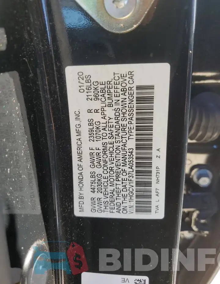 1HGCV1F37LA053543 Photo# 12