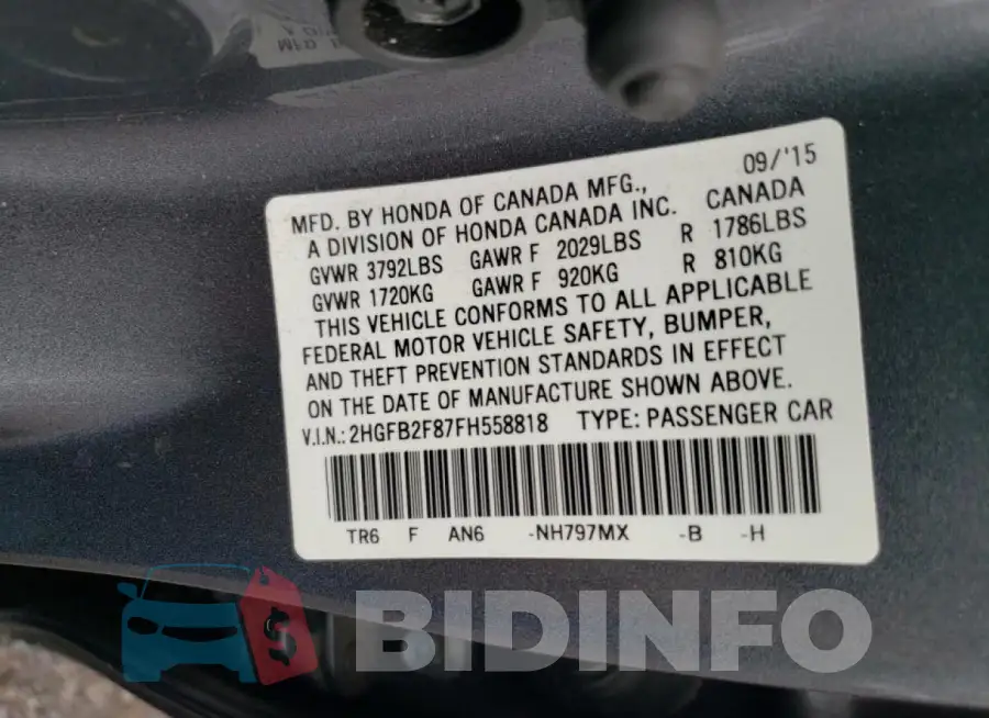 2HGFB2F87FH558818 Photo# 12