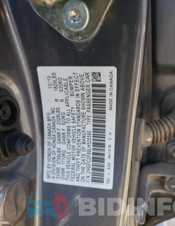 2HGFC2F89LH505580 Photo# 12
