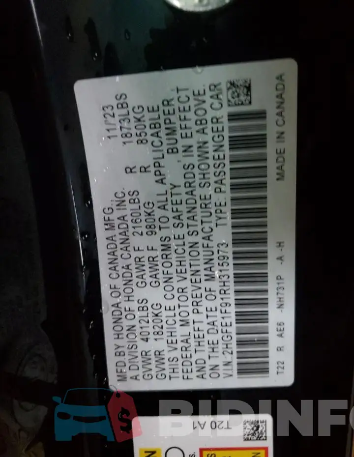 2HGFE1F91RH315973 Photo# 12