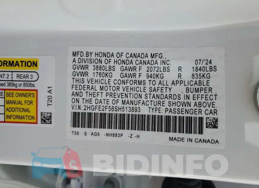2HGFE2F56SH513893 Photo# 12