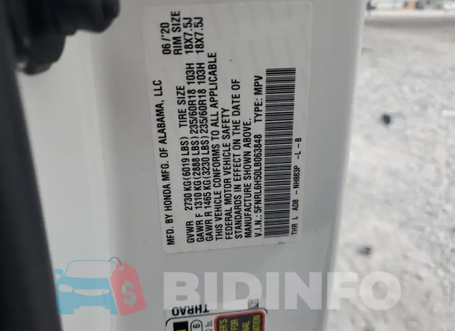 5FNRL6H50LB063848 Photo# 13