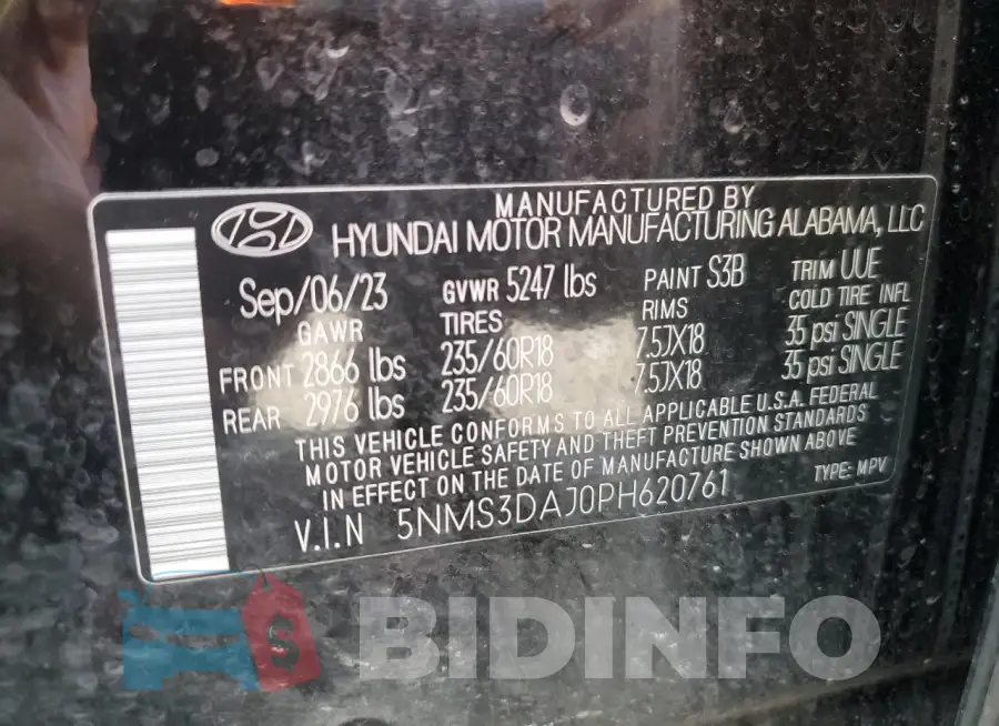 5NMS3DAJ0PH620761 Photo# 13
